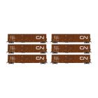 Rapido 193003 HO Trenton Works 6348 Box Car, Canadian National - w/conspicuity stripes, 6-Pack #1