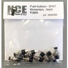 NCE 5240300, BTN8 NO MOM SPST Push Button, Black, 8 Pieces