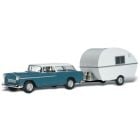 Woodland Scenics N Scale 785-5328 Thompson's Travelin' Trailer - Assembled - AutoScenes(R), Station Wagon with Camper