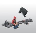 Woodland Scenics HO Scale 785-227 Scenic Details(R) (Unpainted Metal Castings), The Bare Hunter & Black Bear