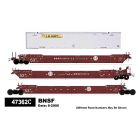 InterMountain 47362C, HO Maxi IV Stack Well Car, 3-Car Articulated Set, BNSF #253125 & Six 53 Ft. J.B. Hunt Containers