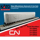 Kato 106-5509, N Scale Aluminum Autoracks, Canadian National, 4 Car Set