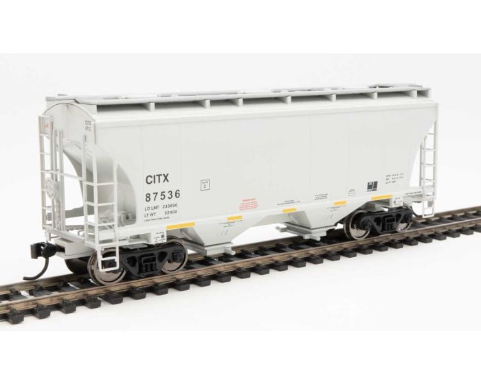 Walthers Mainline 910-7565 HO 39ft Trinity 3281 2-Bay Covered Hopper, Blue Circle Cement #224