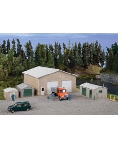 Walthers SceneMaster 933-4125 HO Pole Barn and Sheds, Unassembled Kit, Set of Four Buildings