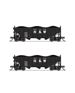 Broadway Limited 7142 N Class H2A 3-Bay Hopper 2-Pack, Norfolk & Western Set A, 24in Block Lettering