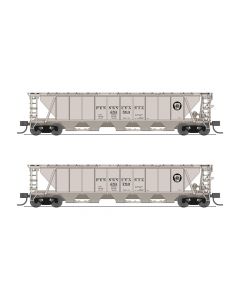 Broadway Limited 7255 N Class H32 5-Bay Covered Hopper 2-Pack, Pennsylvania Railroad Black, Circle Keystone