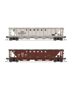 Broadway Limited 7256 N Class H32 5-Bay Covered Hopper 2-Pack, Conrail