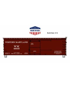 Accurail 1717, HO Scale Kit, 36 ft Double Sheath Wood Boxcar, Western Maryland #26045