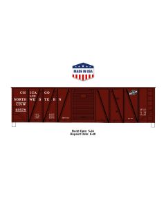 Accurail 4515, HO Scale Kit, 40 ft Single Sheath Wood Boxcar w Steel Doors & Ends, C&NW 60578
