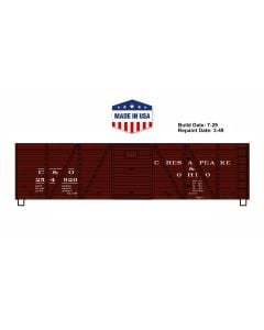 Accurail® 7118, HO Scale Kit, 40ft 6-Panel Single-Sheathed Wood Boxcar w Steel Doors & Ends, C&O Chesapeake & Ohio #254920