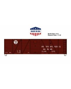 Accurail® 7119, HO Scale Kit, 40ft 6-Panel Single-Sheathed Wood Boxcar w Steel Doors & Ends, PRR #538129