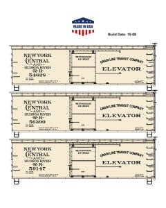 Accurail 8153, HO Scale Kits, 36 ft Double Sheathed Wood Boxcar, NYC&HR, 3-Pack #54628, 56390, 59147