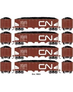 Athearn ATH-1576, HO 40ft 4-Bay Offset Hopper w/Load, CN 4-Pack No1 #330116/330133/330152/330177