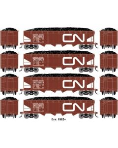Athearn ATH-1577, HO 40ft 4-Bay Offset Hopper w/Load, CN 4-Pack No2 #330102/330124/330149/330161