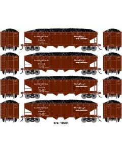 Athearn ATH-1583, HO 40ft 4-Bay Offset Hopper w/Load, IC 4-Pack No2 #76033/76392/76675/76878