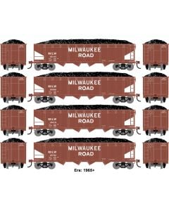 Athearn ATH-1585, HO 40ft 4-Bay Offset Hopper w/Load, MILW 4-Pack No1 #85145/85366/85519/85792