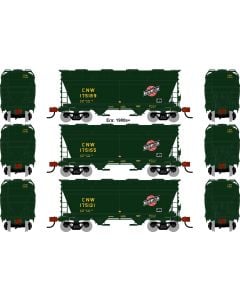 Athearn ATH-1679, HO ACF 2970 Covered Hopper, CNW 3-Pack #175121/175155/175189