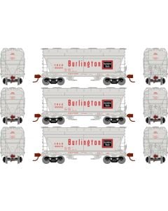 Athearn ATH93453 HO RTR ACF 2970 Covered Hopper, Chicago Burlington & Quincy 3-Pack