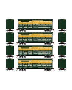 Athearn ATH75994 HO 40ft Stock Car, Chicago & Northwestern 4-Pack