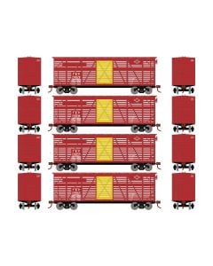 Athearn ATH76003 HO 40ft Stock Car, Missouri Pacific 4-Pack