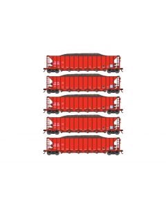 Athearn HO RTR 5-Bay Rapid Discharge Hopper, ITGX/Red 5-Pack