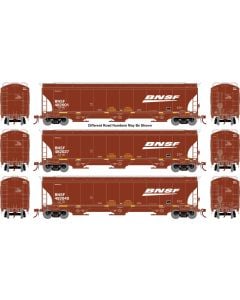 Athearn Genesis ATHG-1057, HO Scale Trinity 5161 Covered Hopper, BNSF 3-Pack #482001/482027/482040