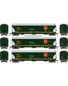 Athearn Genesis ATHG-1066, HO Scale Trinity 5161 Covered Hopper, KCS 3-Pack #286111/286263/286332
