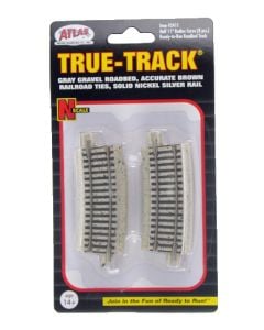 Atlas 2411, N Code 65 Curved Track, Tan Ballast True Track, 1/2 Section, 11 in (27.9cm) Radius, 8-Pack