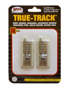 Atlas 2426, N Code 65 Straight Bumper, Tan Ballast True Track, Brown Bumper, 2 in (5.1cm) 2-Pack