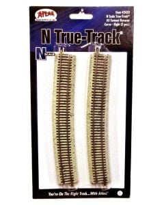 Atlas 2433, N Code 65 Curved Track, Tan Ballast True Track, Right Hand Reverse Curve for #5 Turnout, 2-Pack
