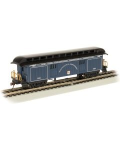 Bachmann 15305, HO Scale Old Time Wood Baggage w Clerestory Roof, Silver Series, Baltimore & Ohio #820