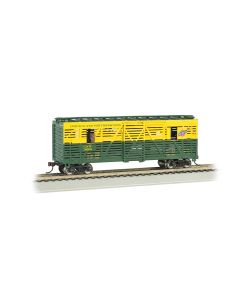 Bachmann 19703, HO Scale 40ft Animated Stock Car w Horses, Chicago & North Western #14305