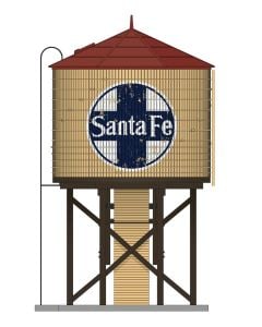 Broadway Limited BLI-7914, HO Scale Wood Water Tower, Sound & Motorized Spout, Assembled, ATSF Weathered