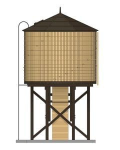 Broadway Limited BLI-7927, HO Scale Wood Water Tower, No Sound, Unpowered, Assembled, Weathered Yellow Unlettered