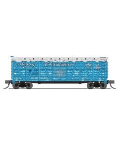 Broadway Limited BLI-8474, N Scale 40ft Wood Stock Car, Merry Christmas Sounds