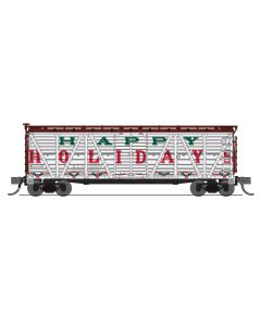 Broadway Limited BLI-8475, N Scale 40ft Wood Stock Car, Happy Holidays Sounds