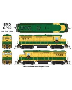 BLI-9155, Broadway Limited Imports HO EMD GP30, Stealth, DCC-Ready, RDG 5513, Green & Yellow