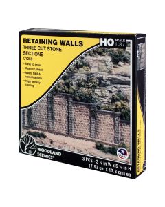 Woodland Scenics C1259 Cut Stone Retaining Wall -- pkg(3)