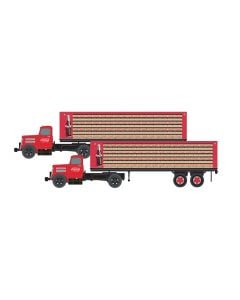 Classic Metal Works 51207 N IH R-190 Tractor, Flatbed Trailer, Load 2-Pack, Coca Cola