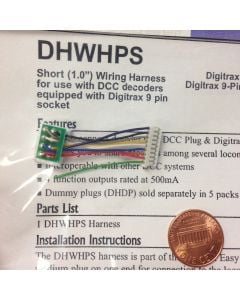 Digitrax DHWHPS 9 Pin to DCC Medium Plug Short Harness, 1 Inch