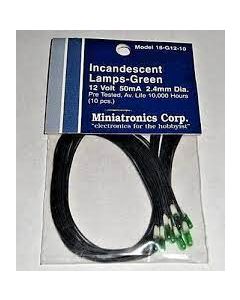 Miniatronics 18-G12-10 12V 2.4mm Diameter Green 50mA Bulbs (10pk)