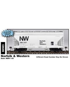 InterMountain 66503-19, N Scale ACF Center Flow 2-Bay Covered Hopper, Norfolk & Western #180315