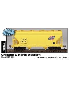 InterMountain 66522-14, N Scale ACF Center Flow 2-Bay Covered Hopper, Chicago & North Western #175033