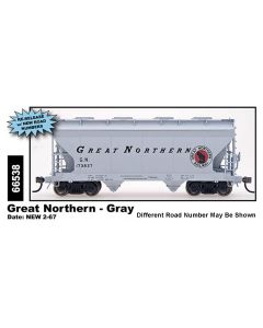 InterMountain 66538-07, N Scale ACF Center Flow 2-Bay Covered Hopper, Great Northern - Gray #173812