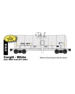 InterMountain 47818-01, HO Scale 19,600 Gallon Tank Car, Cargill - White #19012