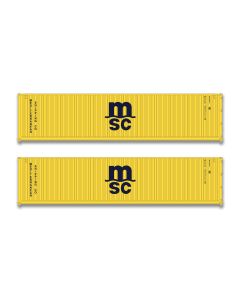 Kato 80055G, N Scale 40 ft Intermodal Container 2-Pack, Mediterranean Shipping