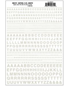 Woodland Scenics MG721 Dry Transfer Alphabet & Numbers - Railroad Gothic -- White