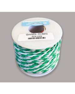 NCE 5240249, 24 Gauge Stranded Twisted Pair, Hook-Up Wire, Green & White, 100 Foot Spool