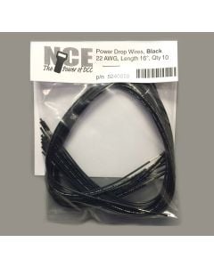 NCE 5240288 Power Drop Wire, 22 Gauge 16in, Black, 10pk