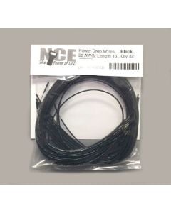 NCE 5240272 Power Drop Wire, 22 Gauge 16in, Black, 32pk
